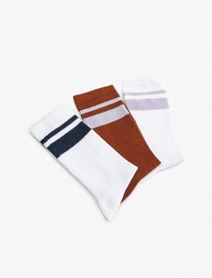 Комплект мужских носков из трех предметов с разноцветными полосками