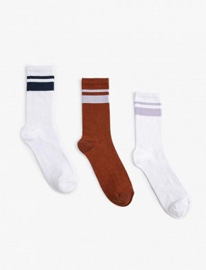 Комплект мужских носков из трех предметов с разноцветными полосками