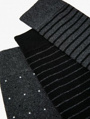 KOTON Мужской комплект носков из трех предметов в полоску, разноцветный