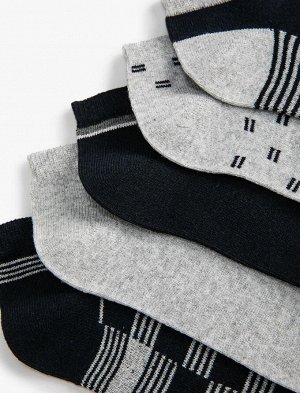 Комплект мужских носков-ботинок из пяти предметов с геометрическими деталями