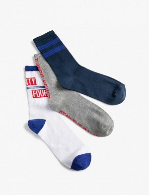 Комплект мужских носков из трех предметов с вышитым слоганом