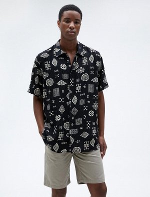 Летняя рубашка с коротким рукавом и классическим воротником в этническом стиле