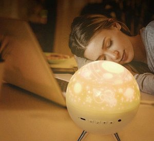 Вращающийся ночник-проектор светильник Spherical Magic 6 проекций, встроенный аккумулятор