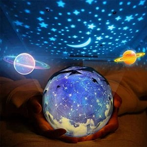 Вращающийся ночник-проектор светильник Spherical Magic 6 проекций, встроенный аккумулятор