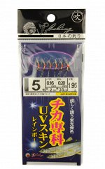 Самодур JpFishing HS202 #5-0,16-0,20 (1,95м, 0,16, 0,20мм, 2см, 6 крючков, UV)