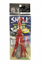 Октопус оснащённый JpFishing Shell Twin Hook 3.5&quot; (1шт, 9,5см, 0.45мм, twin 4/0, color 014)
