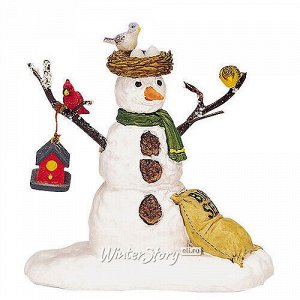 Фигурка Веселый снеговик с птичьим гнездом, 7 см (Lemax)