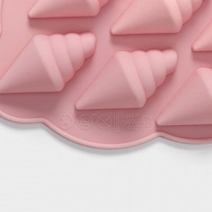 Форма силиконовая для льда и кондитерских украшений Доляна «Рожок», 14 ячеек, 23x12x1,5 см, цвет МИКС