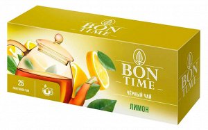 «Bontime», Черный чай  «Лимон», 25 пакетиков, 37 г
