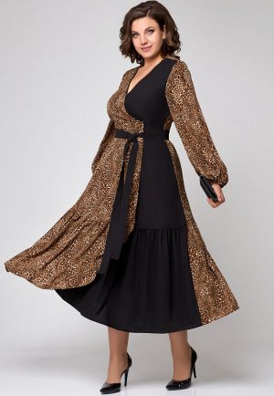Платье EVA GRANT 7200 черный с принтом