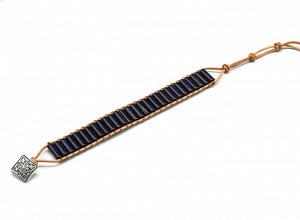 Браслет с авантюрином синим цилиндр 4*14мм, 16-19см