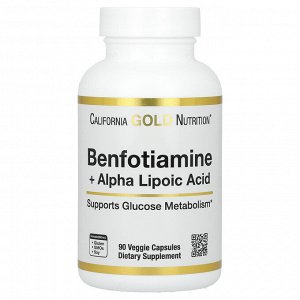 California Gold Nutrition, бенфотиамин с альфа-липоевой кислотой, 90 вегетарианских капсул