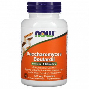 NOW Foods, Сахаромицеты Буларди, 5 млрд КОЕ, 120 вегетарианских капсул