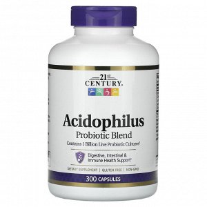 21st Century, Acidophilus, смесь пробиотиков, 300 капсул