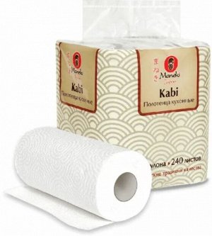 Полотенца бумажные"Maneki"Kabi 2 слоя. 60 л. белые 4 рулона