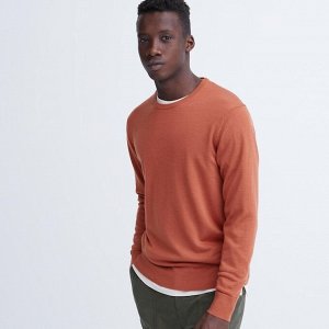 Мужской свитер из тонкой шерсти, оранжевый
