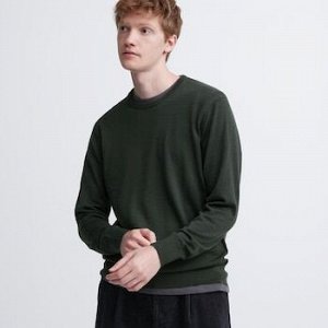 Мужской свитер из тонкой шерсти, оливковый