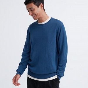 Мужской свитер из тонкой шерсти, голубой