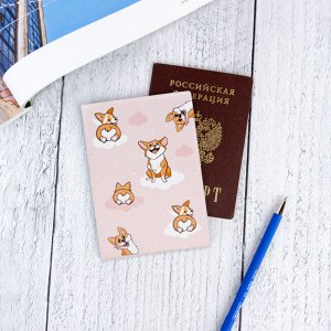 Обложка для паспорта ""Корги на розовом""