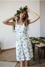 Сарафан белый цветы хаки