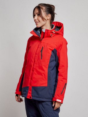 Горнолыжная куртка женская зимняя большого размера красного цвета 3960Kr