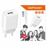 Зарядное устройство для телефона сетевое 12W, 1 USB,  2.4A белый (GP1U)