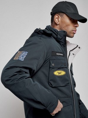 Куртка мужская зимняя с капюшоном молодежная темно-синего цвета 88905TS