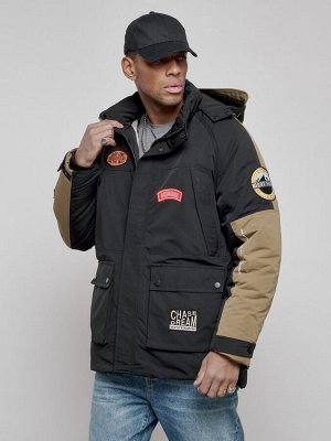 Куртка мужская зимняя с капюшоном молодежная черного цвета 88906Ch