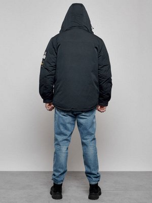 Куртка мужская зимняя с капюшоном молодежная темно-синего цвета 88905TS