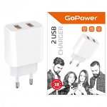 Зарядное устройство для телефона сетевое 12W, 2 USB,  2.4A белый (GP1U)