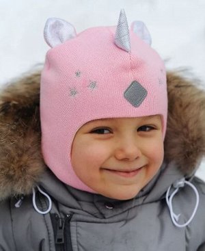 Шапка шлем зимний для девочки  розовый