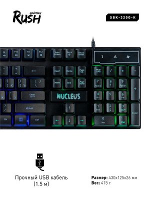 Клавиатура игровая мультимедийная мембранная RUSH Nucleus USB черная (SBK-320G-K)