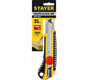 Нож с винтовым фиксатором STAYER HERCULES-25, 25 мм, (09141)