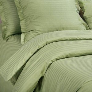 Комплект постельного белья СТРАЙП САТИН PREMIUM цвет Фисташка 2 спальный с простыней на резинке