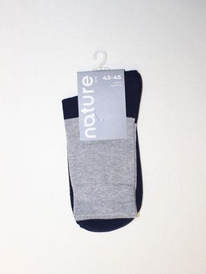 Nature Socks 406 Носки мужские демисезонные Цвет черно-серый с надписью "Nature"