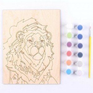 Роспись по дереву картина нео-животные Гордый лев Фр-005