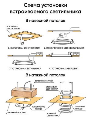 Cветильник потолочный светодиодный встраиваемый ЭРA LED 1-6-4K, 6 Вт 4000К