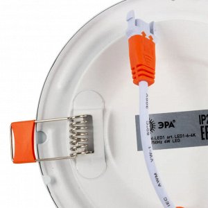 Cветильник потолочный светодиодный встраиваемый ЭРA LED 1-6-4K, 6 Вт 4000К
