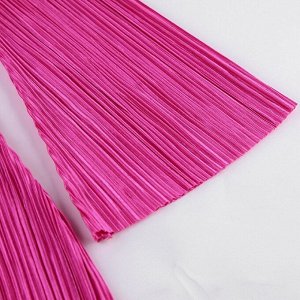 Женское короткое плиссированное платье с длинными расклешенными рукавами, розовый