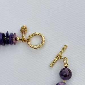 Браслет из Чароита, Жемчуга и Лунного камня