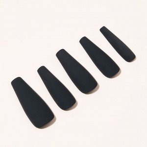 Накладные ногти, 24 шт, форма балерина, цвет матовый чёрный