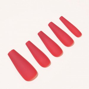 Накладные ногти, 24 шт, форма балерина, цвет матовый красный