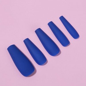 Накладные ногти, 24 шт, форма балерина, цвет матовый синий