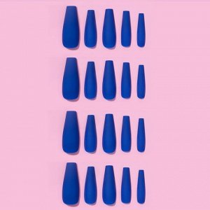 Накладные ногти, 24 шт, форма балерина, цвет матовый синий