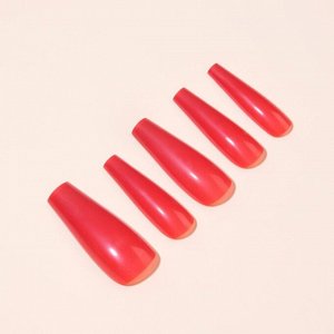 Накладные ногти, 24 шт, форма балерина, цвет красный