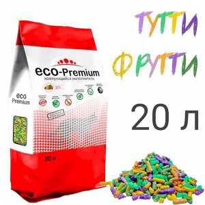 Наполнитель ECO-Premium Тутти-фрутти комкующийся (древесное волокно) 20 л (7,6 кг)