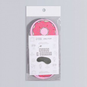 Маска для сна «Пончики» 19,5 x 8,5 см, резинка одинарная, цвет розовый