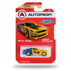 Машинка коллекционная 1:64, Серия MUSCLE CARS (Mustang), MUS-002 желт./синий