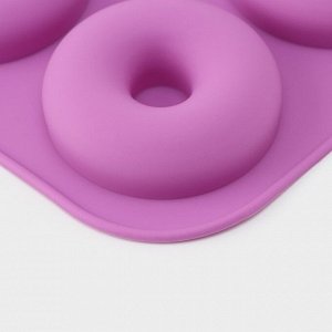 Форма силиконовая для выпечки Доляна «Сладости.Пончик», 33?25?2 см, 12 ячеек, d=6,8 см, цвет МИКС