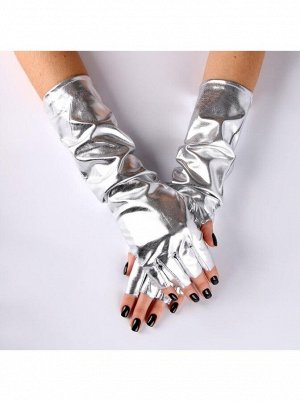 Перчатки без пальцев цвет серебро